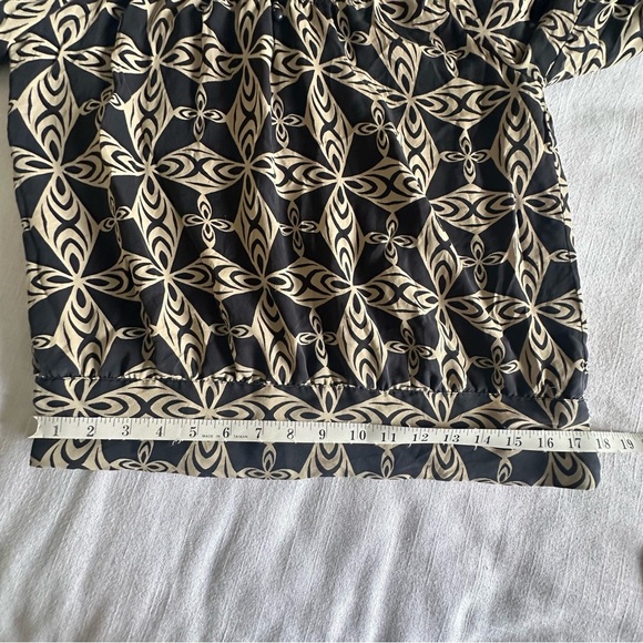 Anne Klein Blouse Womens Petite Small Silk Geometric Boho Peasant Top - Picture 9 of 12